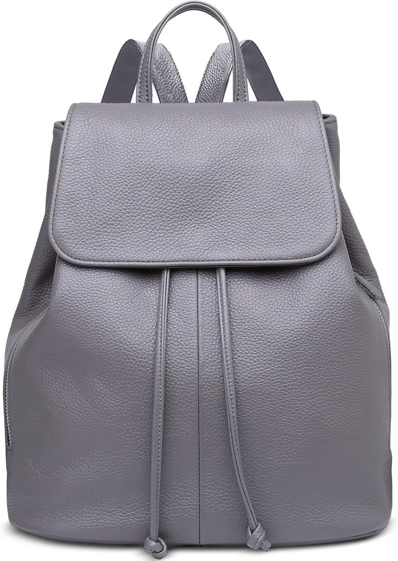 BOYATU Leather Backpack Purse for Women: Ladies Travel Fashion Back Pack - Genuine Leather Bag Casual Handbags for Work (Grey) - Image 1